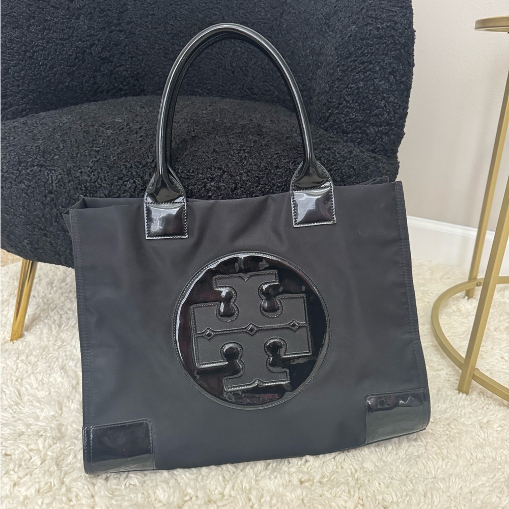 Tory Burch Black Tote with Designer Emblem